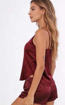 Nachtkleding set van 2 - Sexy en erotisch - Short en topje - Satijn - Kant - Pyjama - Lingerie — thumbnail 4