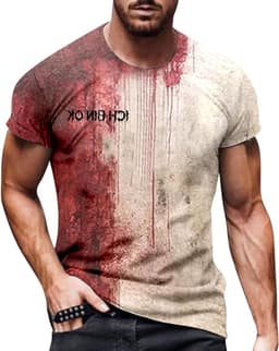 Heren Halloween T-shirt - Grafisch T-shirt - Feestkleding - Oversized Print - One Size - Zwart — thumbnail 1