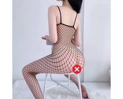 Sexy Fishnet Jurkje met Open Kruis - Bodysuit Elastisch - Erotisch Jurkje Fishnet Gaten - Uitdagend Ondergoed - Sexy Panty - Doorzichtig - Panty - One Size
