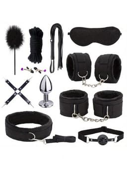 Oneay BDSM Extreme Bondage Set - 11 Delig -SM Handboeien - Zweep / Veer / Tepelklemmen - Sex Toys voor Koppels - Seksspeeltjes voor mannen en vrouwen - Sex Pakket en Toys - Zwart — thumbnail 1