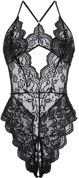 ZOETTT Sexy Teddy met Bloemenkant zwart - Maat M - Sexy lingerie - Verleidelijke lingerie — thumbnail 5