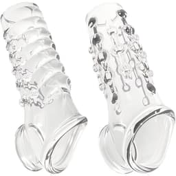 Quick Relief Transparant Sleeve™ - Penis Sleeve - Set van 2 Penis Sleeves - Verlengend - Verdikkend - Extra Stimulatie - Cockring - Transparant — thumbnail 6