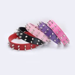 MTTProducts - Hondenhalsband - Dubbele Rij Studs - Hoogwaardige PU - Rood Roos - Rivet Collar - Geschikt voor Middelgrote en Grote Honden - D-ring Beve... — thumbnail 5