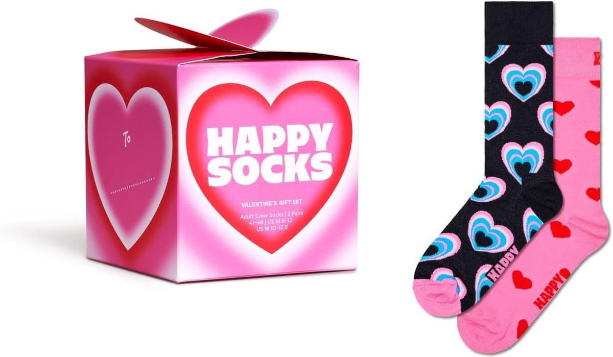 Valentijn Sokken Cadeauset met 2 Paren Hartjes Socken — afbeelding 1