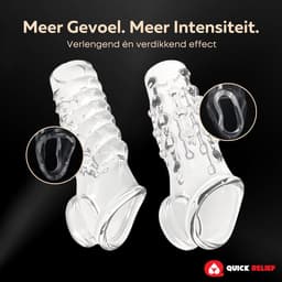 Quick Relief Transparant Sleeve™ - Penis Sleeve - Set van 2 Penis Sleeves - Verlengend - Verdikkend - Extra Stimulatie - Cockring - Transparant — thumbnail 4
