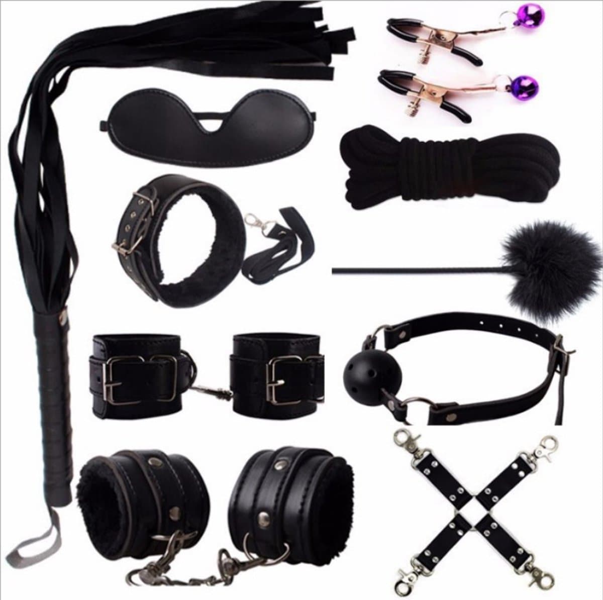 BDSM set - sex toys - handboeien seks - seksspeeltje - vastbinden- zwart - klemmen - Toys4Enjoy — afbeelding 1