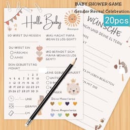 Babyshower Spelkaarten - Gender Reveal Spel - Feestactiviteit - Dubbelzijdig Bedrukt - 20 Kaarten - Multicolor — thumbnail 2