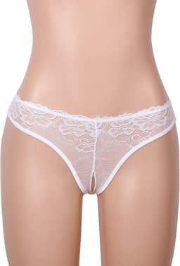 Zeloria Kanten Slip met Open Kruis en Strikdetail – Wit – Dames Lingerie Slip met Bandjes – XXL — thumbnail 10