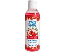 Glijmiddel op Waterbasis 200 ml – Aarbei Smaak – Power Escorts Slide & Play – Geschikt voor Condooms