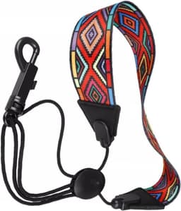 Kleurige nekband voor alt- en tenor-saxofoon, polyester strap met rode diamantpatroon, comfortabel en duurzaam — thumbnail 1