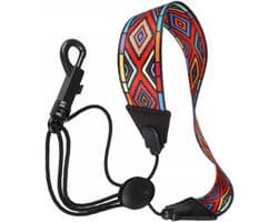 Kleurige nekband voor alt- en tenor-saxofoon, polyester strap met rode diamantpatroon, comfortabel en duurzaam