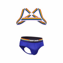 Barcode Berlin Multipack 1x Backless Brief Pride Royal + 1x Pride Harness White - MAAT L - Erotisch Heren Ondergoed - Slip voor Man - Sexy mannen Slip — thumbnail 1