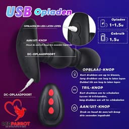 Vibrerende opblaasbare buttplug - Anaal plug - Afstandsbediening - Groot — thumbnail 7