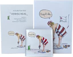 Magneet cadeauset - Notitieboek wenskaart - Cadeau geven - Humoristische illustraties - 3-delig - Meerdere kleuren — thumbnail 1