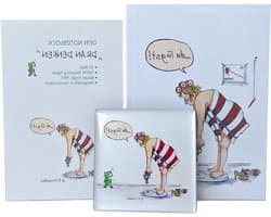 Magneet cadeauset - Notitieboek wenskaart - Cadeau geven - Humoristische illustraties - 3-delig - Meerdere kleuren