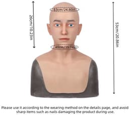 Realistisch Mannenmasker Siliconen – Full Head Gezichtsmasker – Cosplay & Halloween- Gezicht Man- — thumbnail 1