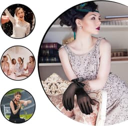 Dailygoods- Dameshandschoenen Kanten - Korte Satijnen Handschoenen - Bruidshandschoenen - Retro Stijl - Elegante Look - Versierd met Strikken — thumbnail 3