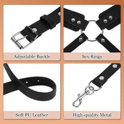 DOWO® - Body Bondage - Handboeien - Kleding Accessoires - Sexy Lingerie - Erotiek Riem - SM BDSM - PU Leer- Harnas Vrouwen - Handboeien - Sextoys voor vrouwen - Zwart — thumbnail 3