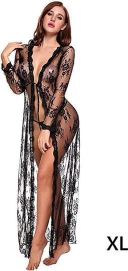 Verleidelijke Sexy Kanten Dames Kimono met Bloemenmotief – Doorzichtig & Comfortabel | Maat XL | Spandex/Lycra — thumbnail 1
