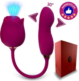 SlipperyHeights® Twila - 2 in 1 Luchtdruk Stotende Roos Vibrator - Clitoris Satisfy en G-Spot Stimulatie - Intense 20 Standen - Siliconen Sex Toy voor Vrouwen - Dildo - Fuchsia — thumbnail 1