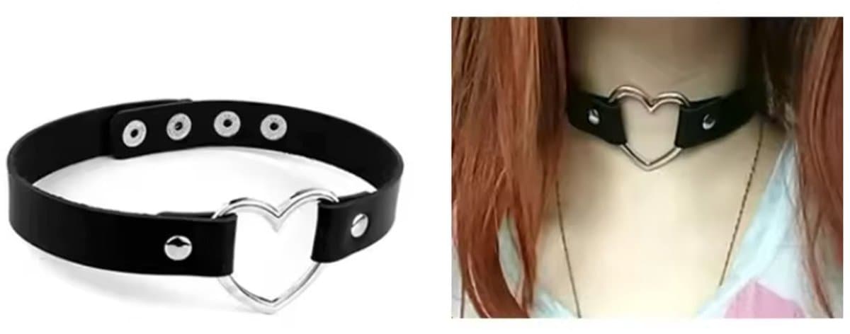 CHPN - Choker met hartje - Sexy halsband - Zwart - BDSM - Rollenspel- BDSM Scene - Kunstleer met hartje - Hals band - Vastbinden - Ketenen — afbeelding 1