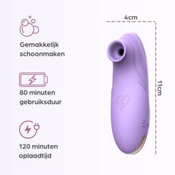 Sinsaa Luchtdruk Vibrator voor Vrouwen - Clitoris Stimulator - Sex Toys voor Vrouwen - Sexspeeltjes voor Koppels - 10 Zuigfunctie Snelheden - Inclusief Sextoy Cleaner - Chloé Satisfy Paars — thumbnail 7