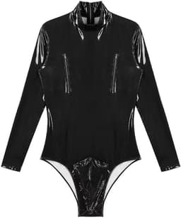 Bodysuit Lingerie Heren Lakleer - Clubwear - Rits - Catsuit - Zwart - Man — thumbnail 5