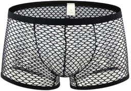 Zwarte Visnet Boxershort Heren – Sexy Transparant Herenondergoed – Maat S/M — thumbnail 1