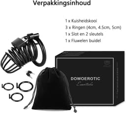 DOWO® - Kuisheidskooi - Black Panther - Metaal - Peniskooi - Kuisheidskooi voor Mannen - Chastity cage - Staal – Zwart - 3 Maten — thumbnail 7