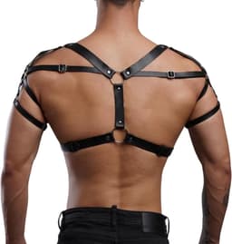 Sexy Heren Harnas Bovenlichaam – Verstelbaar Bondage Harnas - Kunstleer met Ringen – One Size - Erotiek & Bondage - Riem Voor Mannen - BDSM Sex Toys — thumbnail 5