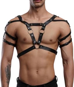 Sexy Heren Harnas Bovenlichaam – Verstelbaar Bondage Harnas - Kunstleer met Ringen – One Size - Erotiek & Bondage - Riem Voor Mannen - BDSM Sex Toys — thumbnail 1