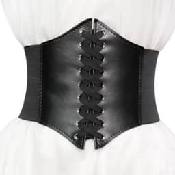 Sexy Vrouwen Corset - Elastisch - Body Shapewear - Kunst Lederen Korset met Veters - Hoge Taille Design - Dames Korset - Zwart - One Size — thumbnail 1