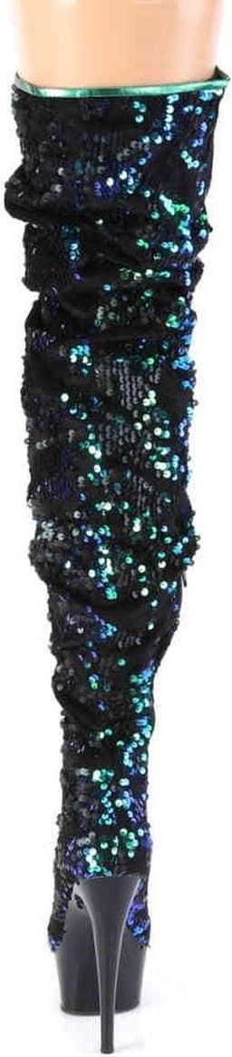 Pleaser - DELIGHT-3004 Plateau overknee Laarzen - US 7 - 37 Shoes - Groen/Zwart — thumbnail 4