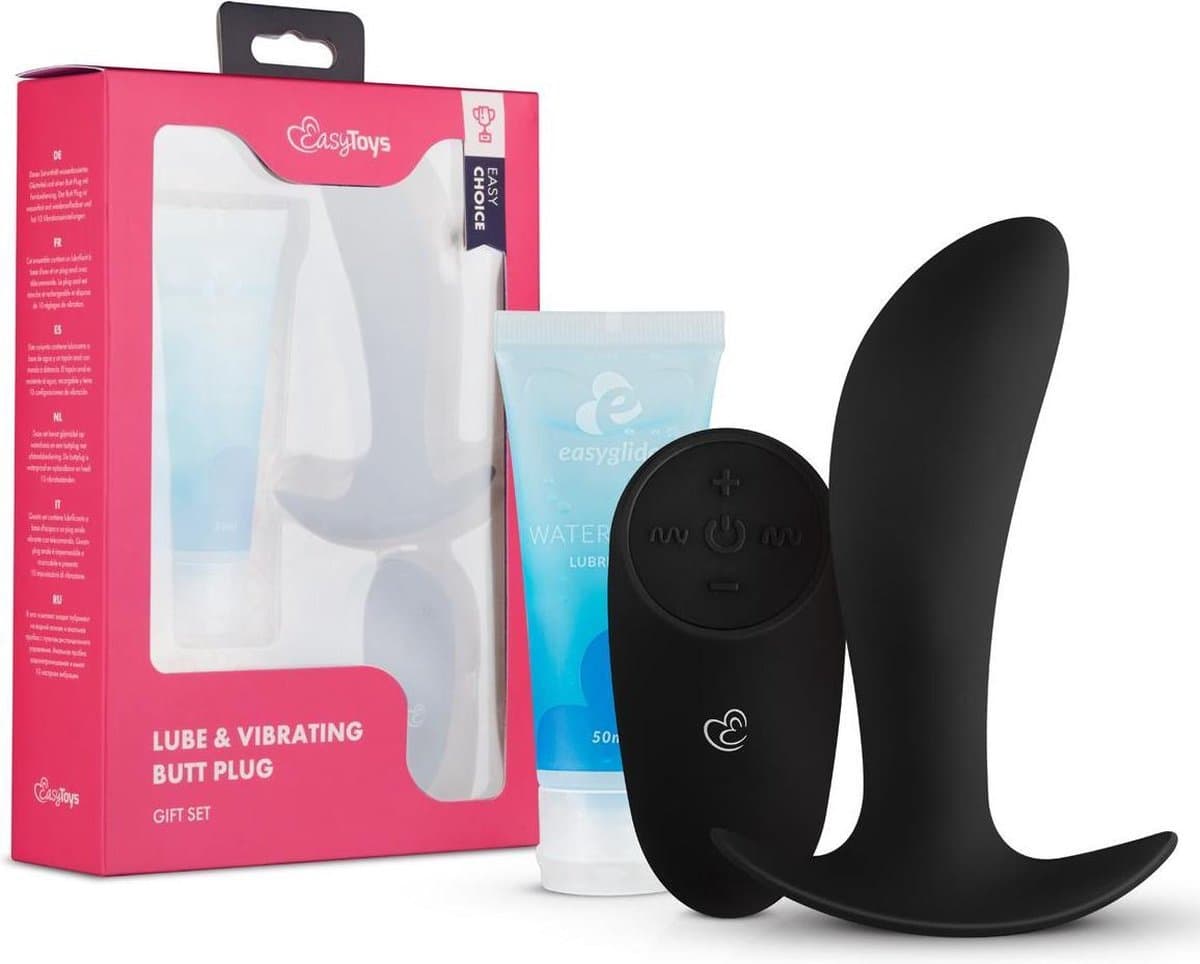 Easy Choice - Vibrerende Buttplug met Afstandsbediening - Sex Toys - Vibrator met Afstandsbediening - Prostaat Vibrator Mannen - Buttplug - Glijmiddel Waterbasis - EasyGlide Glijmiddel - Erotische Giftset - Cadeau Vrouw - Cadeau Man - EasyToys — afbeelding 1