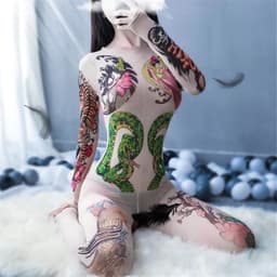 Sexy Tattoo Bodystocking , Tattoo Full Body Catsuit, japanese yakuza style tattoo Bodypanty — thumbnail 4