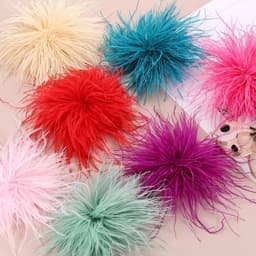 Veerbroche voor dames, grote bloemenbroche met veren, elegante reversspelden, oversized, voor jurken, kleding, feest, bruiloft, banket, dans, roze — thumbnail 4