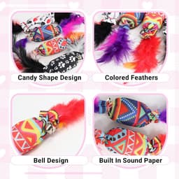 4 stuks speelgoed voor snoep, katten, interactief kattenspeelgoed met bellen en vouwpapier, kittenspeelgoed voor het verwijderen van saaie katten (4, rood, zwart, wit, paars) — thumbnail 2