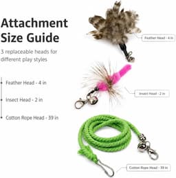 Kattenhengelset met roestvrijstalen telescoopstang en 3 hangers, flexibele kattenhengel met veer, insectenspeelgoed en katoenen touw, interactief kattenspeelgoed voor huiskatten — thumbnail 2