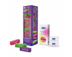 seks spelletjes voor koppels – erotische spelletjes voor koppels – spelletjes voor volwassenen – 54 houten blokken + 12 stuks condooms met noppen –Tower of Pleasure + FITONE®