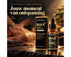 North Moon Massageolie voor Mannen – Lichaamsmassageolie – Voor Lichaamsmassage en Huidverzorging – Met Pipet voor Gericht Doseren – Voor Armen, Benen en Lichaam – Voor Uitwendig Gebruik – 30 ml