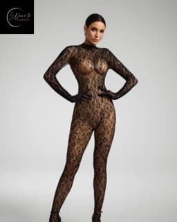 Dare to Undress – Luxe Body Dames – Lingerie Erotisch – Panter Desin Look – Sexy Lingerie – Zwart Kant – Lingerie Setje – Verleidelijke Bodysuit – Catsuit – Sexy Lingerie –Chique – Luxe –Boudoir Look – Kinky – Erotisch – One Size — thumbnail 1