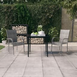 Terrasmeubelen Tuinbank Meubelsets 3-delig Tuin-Eetgroep Grijs en Zwart — thumbnail 1