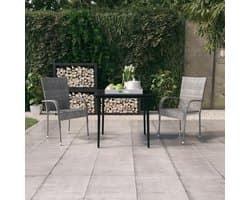 Terrasmeubelen Tuinbank Meubelsets 3-delig Tuin-Eetgroep Grijs en Zwart