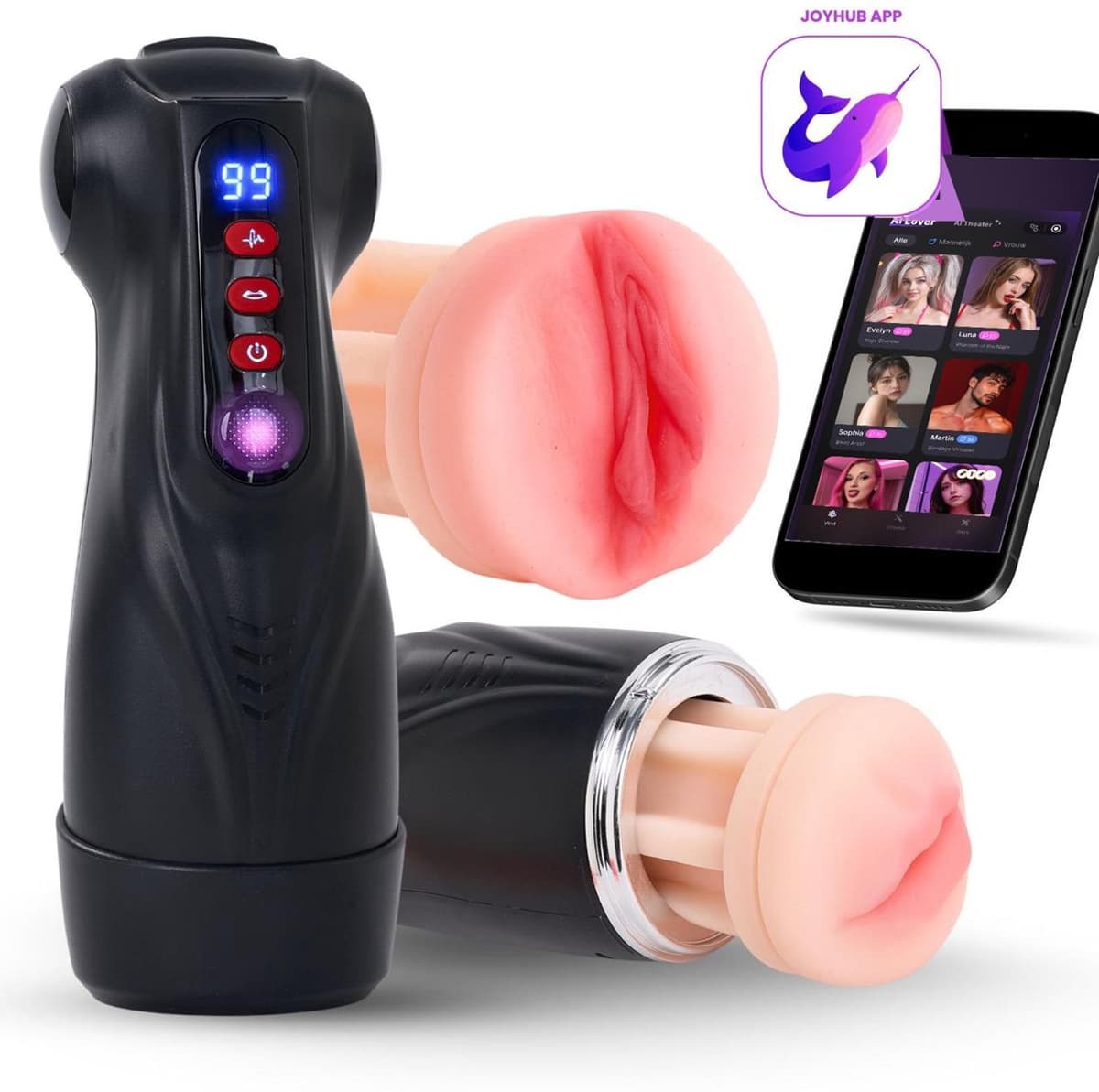 Séduire® Amélie Automatische Masturbator voor Man - Pocket Pussy - Mastrubator voor mannen - 9 Zuig- & 9 Vibratiestanden - App Bediening - Mond, Vagina & Anus - Stroker - Kunstvagina - Blowjob Simulator - Sex Toys voor Mannen - Seksspeeltje — afbeelding 1