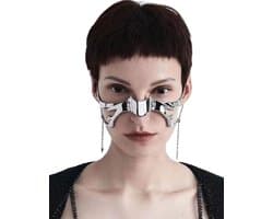 Cyberpunk Mask Mechanical Punk Mask Metal Face Wear Accessories Irregular Halloween Costume Cosplay Half Face Mask - ShopVlot