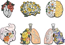 6 stuks menselijk orgaan met bloem emaille pin hart hersenen broches reversspeldjes Halloween nieuwigheid badges broche pin set voor hoeden kleding tassen sieraden knutselen past mannen vrouwen — thumbnail 1
