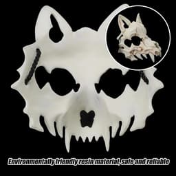 Skelet Masker Halloween, Hars Hond Schedel Beenderen Tanden Enge Horror Duivel Wolf Weerwolf Masker Half Masker voor Carnaval Fancy Dress Halloween Masker Skelet Chinless — thumbnail 5