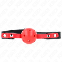 Kink - Red Hollow Hard Ball 4 Cm Gag Black Strap 60 X 2 Cm Adjustable 37-52 Cm — thumbnail 2