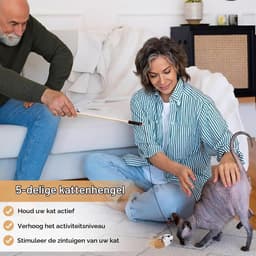 5 stuks interactief kattenspeelgoed met veer en houten handvat — thumbnail 4