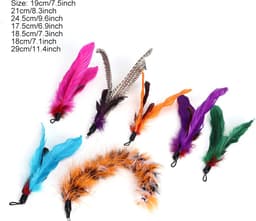 Feather Toy, Feather Toys voor Binnenkatten 7 Stks Pet Cat Teaser Dangler Rod Stick Stick Veervervanging Katten Katten Leveringen voor Alle Rassen en Soorten — thumbnail 3
